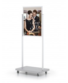 Rolling poster stand with 22"x28" metal sign frame and 4 casters