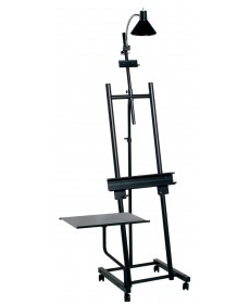 Artist easel with light, tray & 4 casters for base