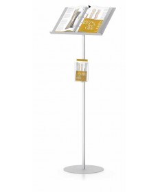 Pedestal catalog display stand with binder holder
