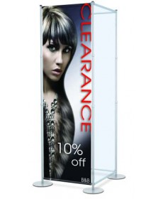 10' high 4-sided floor standing sign tower with hemmed banners