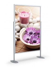 Oversize poster sign holder stand with heavy-duty alloy frame and weighted base