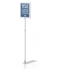 Metal sign frame stand for merchant display at retail store