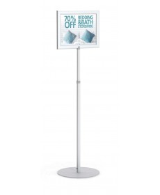 Pedestal sign frame stand silver finish