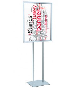 22" X 28" floor standing poster stand with double uprights and metal base, Made in the USA