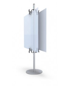 Double sided countertop stand with sign clips and round base