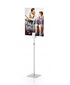 Height adjustable tabletop sign clip stand silver