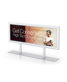 Tabletop sign stand with extra wide panoramaic frame