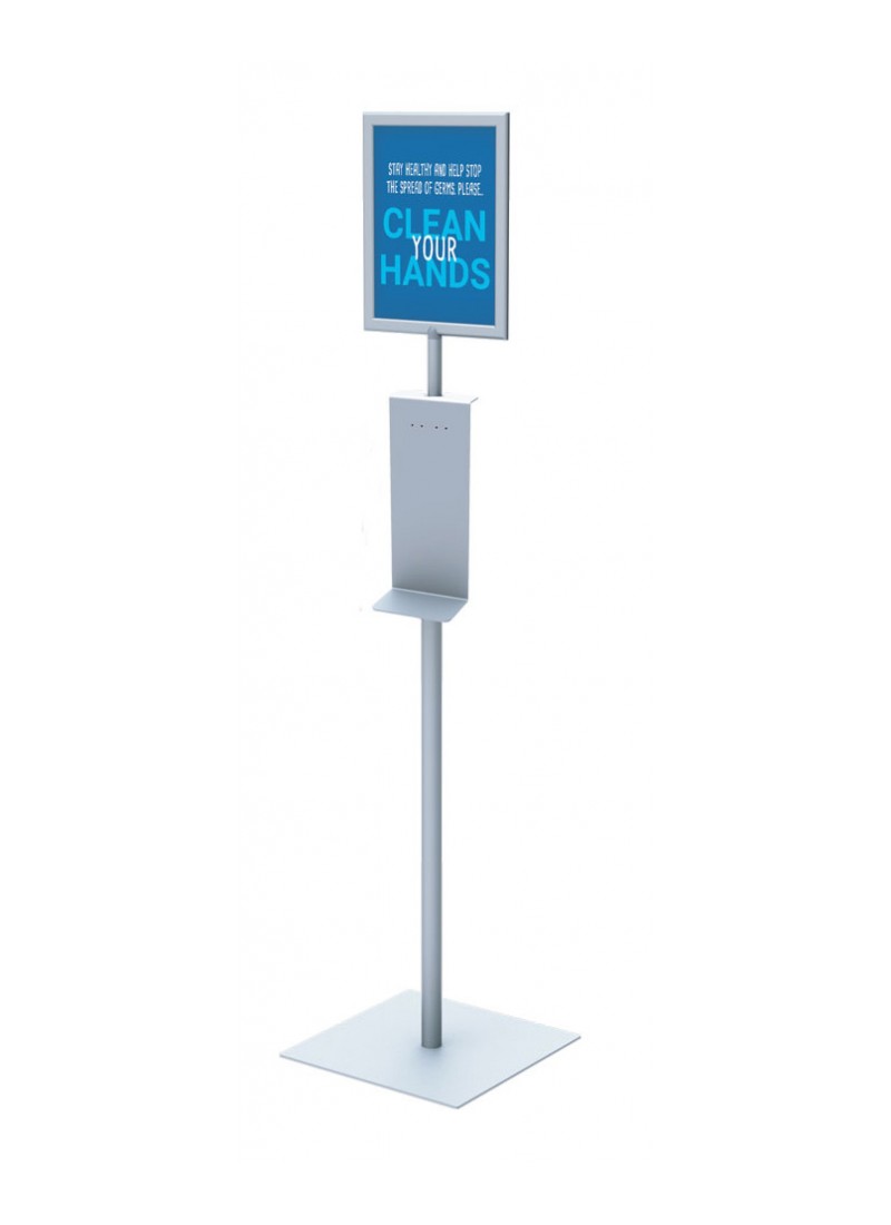 Automatic Hand Sanitizer Dispenser Stand with Sign Holder | Floor