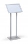 Angled pedestal stand with metal frame