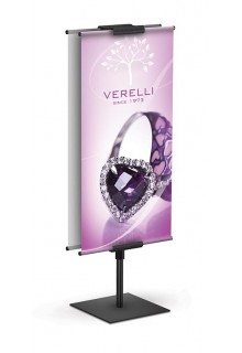 Table top telescopic banner stand with square base