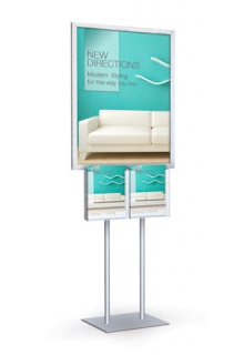 Poster sign holder stand with literature holder pockets