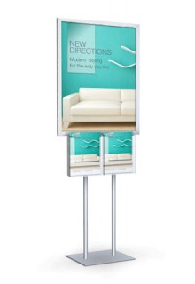 22x28 poster sign stand with 4 brochure holders for double sided poster display